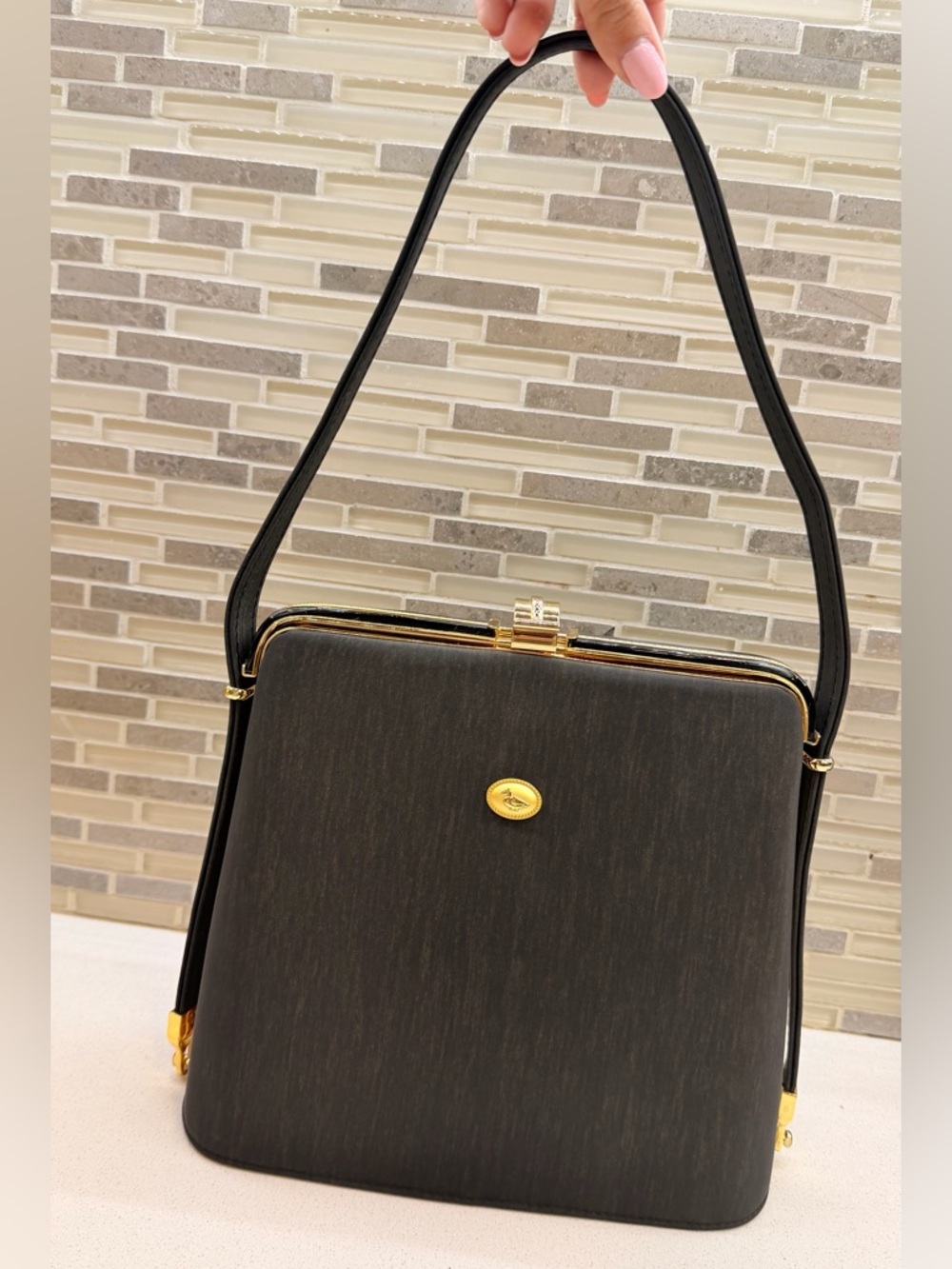 Jade duck Gray Fabric-Lined Handbag Interior with Elastic Pockets